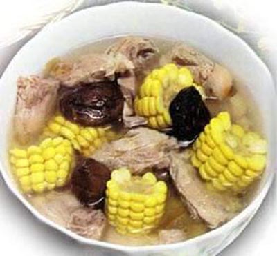 Spare Ribs Soup With Maize and Mushroom